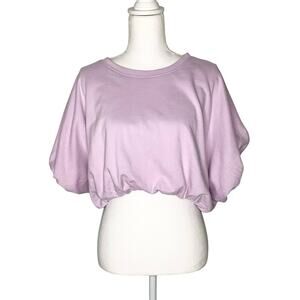 en:semble Lilac Cropped Dolman Sleeve Bubble Blouse Top Large